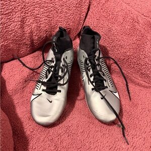 Nike Metallic Silver and Black High-Top Sneakers